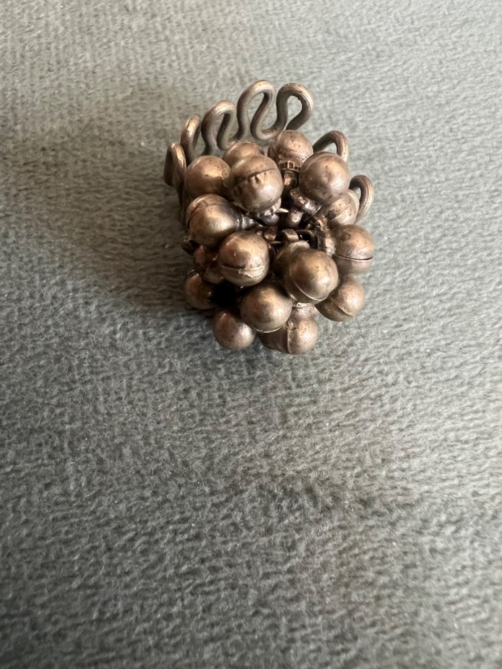 Antique Tribal Silver Indian Banjara Cluster Ball Statement Cocktail Ring-5.5